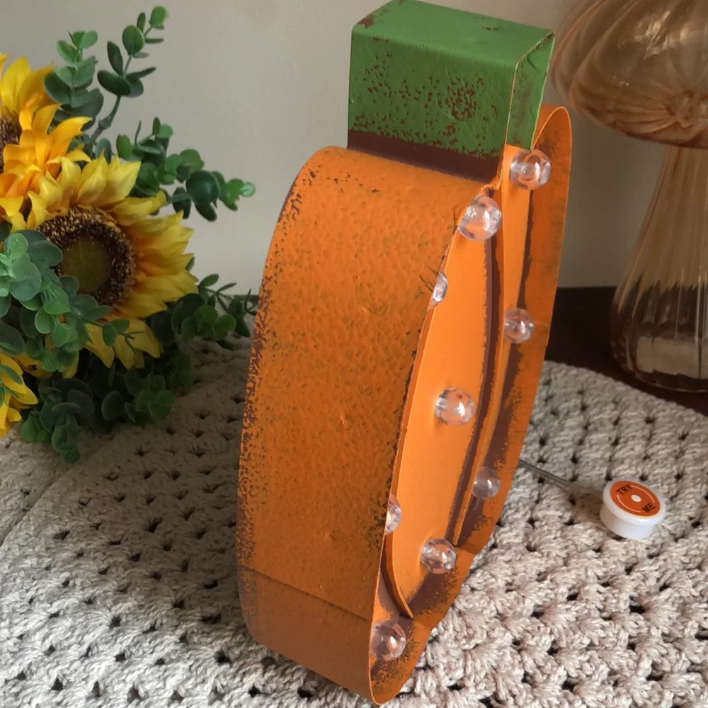 Rustic Farmhouse Light Up PUMPKIN Fall Harvest Decor